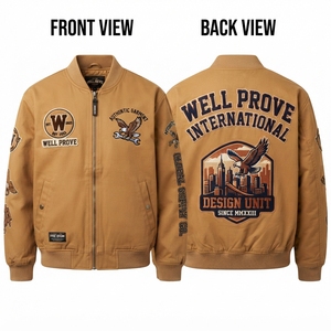 Chaqueta Bomber Marrón con Logotipo Personalizado, 350 GSM, Tela Premium de Poliéster/Nailon, Transpirable, Mangas con Paneles para Invierno - Product Image 4