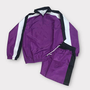 Ensemble survêtement deux pièces en nylon personnalisé pour l'été : veste coupe-vent et short imprimés color block avec fermeture éclair, grandes tailles - Product Image 2