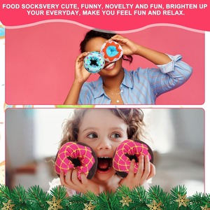 Customized Funny Donut Macaron Knitted Cotton Bamboo Crew Socks Eco-Friendly Anti-Bacterial Breathable Cute <b>Funky</b> Women - Product Image 6