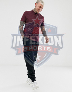 <b>Men's</b> Solid <b>Burgundy</b> Short Sleeve Polo <b>Shirt</b> Cotton Oxford Fabric Casual Style Button Down Regular Fit Anti-Wrinkle - Product Image 2