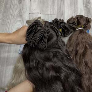 Premium Quality 100% Vietnamese Human Hair Colored Natural Wavy Hand Tied Weft Shining No <b>Tangle</b> No Shedding Ready To Ship - Product Image 2