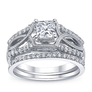 Anillos de Compromiso con Diamantes Naturales Genuinos en Oro de 14k/18k con Tres Hileras, Certificados por IGI, Estilo Romántico - Product Image 5