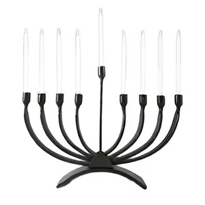 Candélabre en métal design à 9 bras, porte-bougie Menorah élégant, pièce d'appoint décorative pour table - Product Image 6