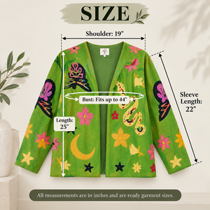 Chaqueta de Terciopelo Verde Hecha a Mano: Bordado Suzani, Estilo Boho Floral (Talla Única) - Product Image 6