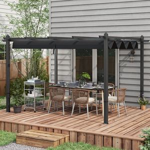 Pergola Moderna 10x13 in Alluminio Grigio con Tettoia Retrattile Impermeabile per Giardino, Patio, Villa o Parco - Product Image 2