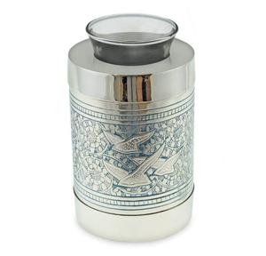 Urna Funeraria de Metal Azul y Latón Verde con Luz LED para Guardar Cenizas, Estilo Moderno - Product Image 6