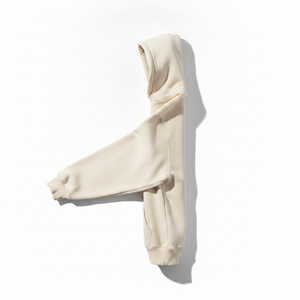Sweat-shirt à capuche beige pour homme, coupe classique, en molleton de coton, personnalisé avec logo imprimé, tissu de luxe de créateur, vente en gros - Product Image 4