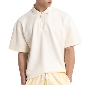 Polo de algodón de alta calidad para hombre, estilo casual de verano, con bolsillo para logotipo propio, manga corta con cremallera, teñido liso para ODM - Product Image 1