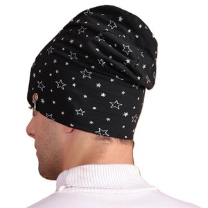 New Black Star Pattern <b>Beanie</b> Unisex Acrylic Knit Winter Hat Casual Style 56-58CM Head Circumference with Button Decoration - Product Image 2