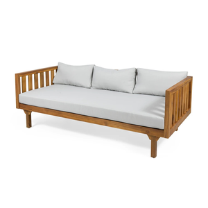 Modern Semi <b>Outdoor</b> Teak Wood Lounge <b>Sofa</b> for Resort Balcony Terrace Patio - Product Image 3