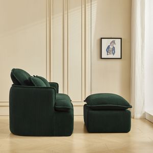 Modern Corduroy Fabric <b>Armchair</b> Convertible Compressed Sofa Chair Ottoman for <b>Small</b> Spaces for Living Room Dorm Apartment - Product Image 4