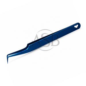 Pinzas de 45 Grados para Extensión de Pestañas, Acero Inoxidable con Plasma Azul, Logotipo Personalizado, Punta Fina, Instrumento de Belleza - Product Image 4