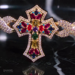 Bracelets Dvars Diamond Infinity Link, chaîne à maillons croisés multicolores en moissanite, argent 925 pour homme, luxe, hip hop - Product Image 1