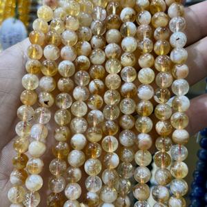 Perles en vrac de quartz citrine naturel 8 mm, sculptées, gravées, polies, pierres semi-précieuses, bracelet et collier porte-bonheur, vente en gros - Product Image 6