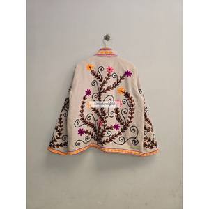 Veste brodée de fleurs, manteau 100% coton et laine avec doublure intérieure en coton, veste bohème chic, manteau pour femme - Product Image 6