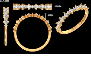 แหวนแต่งงานแบบครึ่งวงประดับมอสซาไนต์ทรงกลม 0.40 กะรัต, วงแหวนทองคำแท้ 14k สีเหลือง, ฝังเพชรแบบ Pave, ของขวัญวันครบรอบสำหรับผู้หญิง - Product Image 6