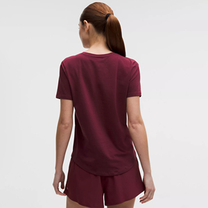 Camisetas de Mujer con Cuello en V, Manga Corta, Dobladillo Curvo, Tops de Algodón de Alta Calidad, Estilo Ajustado - Product Image 3