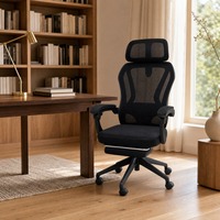 Chaise de bureau ergonomique en maille respirante avec appui-tête réglable et soutien lombaire