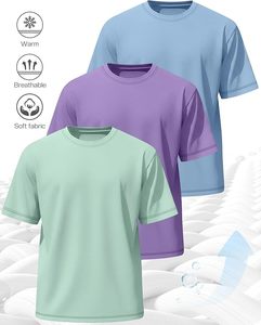 Camiseta Casual de Algodón para Hombre, Cuello Redondo, Manga Corta, Ligera, Cómoda, Color Sólido, Top de Verano, Suministro Directo de Fábrica - Product Image 3