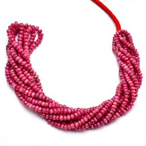 AAA Johnson Ruby 3mm-4mm Smooth Rondelle Loose Beads Natural <b>Pink</b> Ruby Precious Gemstone Loose Beads For Jewelry Making Supplies - Product Image 2