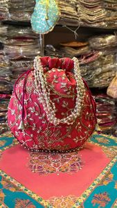 Handmade Golden Gota Patti Work Evening Potli Bag Indian Handmade Women <b>Handbags</b> Purse <b>for</b> Ladies <b>for</b> <b>Wedding</b> and Gifting - Product Image 5