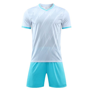 Conjunto de camiseta de fútbol para hombre, color blanco turquesa, cuello en V, manga corta, poliéster transpirable, para todas las estaciones, corte regular - Product Image 1