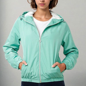 Veste coupe-vent en nylon imprimé tricoté pour femme, collection 2026, coupe boxy, à capuche zippée, idéale pour l'entraînement et résistante au vent - Product Image 1
