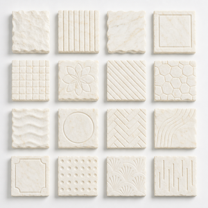 Ensemble de sous-verres en marbre faits à la main, sur mesure, avec bord ondulé rugueux, sous-verres en pierre blanche naturelle de forme organique pour la maison - Product Image 2