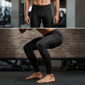 100% Polyester Stretchy Plain Blank Black Color Trendy Men's Compression Leggings Custom Printed Logo Training Jogging Pants - Product Image 3