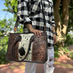 กระเป๋าโท้ทหนังขนวัวแท้มาใหม่กระเป๋าหนังมีสไตล์สำหรับผู้หญิงกระเป๋าเครื่องมือแกะสลักมือสำหรับใช้งานได้หลากหลาย - Product Image 3