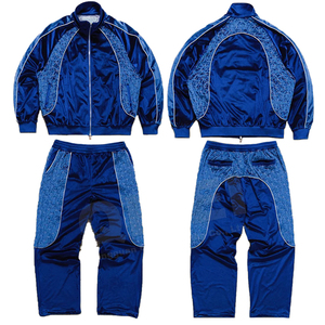 Custom Black Zip-<b>Up</b> Velvet Casual Solid Men's Hooded Tracksuit Velour Sweatpants Midweight Eco-Friendly Breathable Plus Size - Product Image 1
