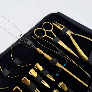 เครื่องมือจัดแต่งทรงผมระดับมืออาชีพ ทองคำ พลาสมา เกรดผ่าตัด สแตนเลสสตีล คีม 2 รู พร้อมซองหนัง สำหรับต่อผมเชิงพาณิชย์ - Product Image 5