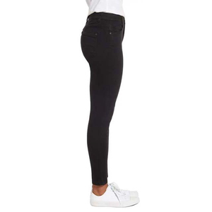 Jeans de Mezclilla para Mujer, Talla Grande, Cintura Alta, Color Negro Sólido, Transpirables, Corte Regular, Lavado Oscuro, Pantalones Casuales para Invierno - Product Image 4