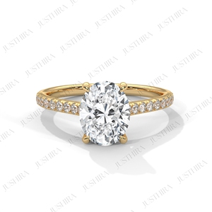 Bague solitaire en moissanite ovale certifiée pour femme, options argent, or, or rose, livraison gratuite, bijoux élégants et raffinés - Product Image 2