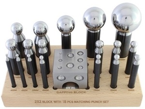 2X2 Dapping Block With 18 Pc Matching <b>Punch</b> <b>Set</b> Stainless Steel Round For Jewelry Setting DIY - Product Image 1