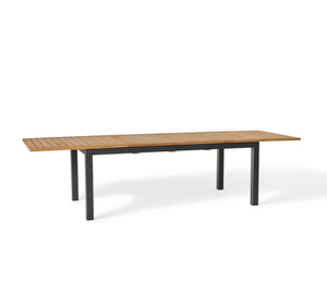 Table à manger d'extérieur en teck massif moderne avec un design rectangulaire minimaliste et des pieds en métal robustes pour patio et jardin - Product Image 2