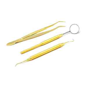 3Pcs Manual Dental Mouth Mirror Tweezers Elbow Probe MOL Certified Dentist Instrument <b>Teeth</b> Cleaning <b>Whitening</b> By Grip Surgical - Product Image 1