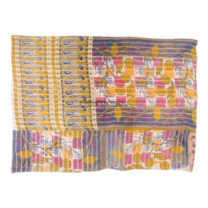 Colcha Kantha Gudari GD032, Reversible, Hecha a Mano en India, 100% Algodón, Vintage, Manta Pesada para el Hogar, Hecha con Sari Antiguo, Lavable - Product Image 5