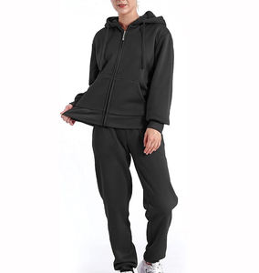 Custom Women Tracksuit Premium Brushed Fleece Zip Jacket <b>Cuffed</b> <b>Jogger</b> Set Warm Casual Streetwear Athletic Wear - Product Image 5