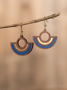 Pendientes de Madera de Superficie Plana, Pendientes de Madera de Estilo Moderno, Pendientes de Madera de Color Sólido, Artículo de Venta al por Mayor de Fábrica Personalizado - Product Image 3