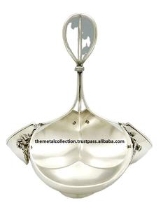 Nouveau Design Bon plat utilisation pour la vaisselle de service d'hôtel couleur argent Design antique métal laiton plat de service et bol de service - Product Image 3