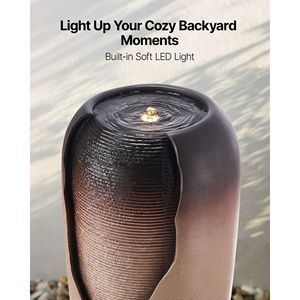 Fontana a cascata a LED da esterno a 1 livello, a pavimento, in stile vaso smaltato, alta 30,71 pollici, per hotel - Product Image 6