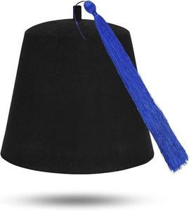 Chapeau Fez maçonnique uni - Laine marron avec diverses couleurs de pompons Type de fermeture : à enfiler Type de tissu : 100% laine - Product Image 4