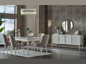 Modern Luxury Solid Teak <b>Wood</b> <b>Dining</b> Room Set <b>Extendable</b> 6 Chairs Rectangle <b>Table</b> Contemporary Villa Apartment Entry Home - Product Image 5