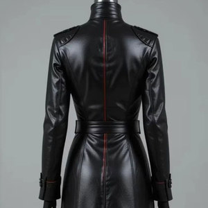 Gabardina Larga Gótica de Cuero Sintético para Mujer, Negra, Estilo Steampunk, Cosplay, Tendencia 2026 - Product Image 5