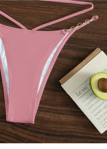 Ensemble de bikini triangle noir personnalisé pour femme 2026 avec logo et strass, maillot de bain à dos nu et bas string - Product Image 2