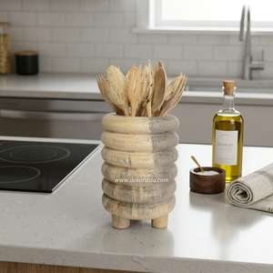 Porte-cuillères multifonctionnel personnalisable en bois de tamarin antique, fait main, écologique, durable, en forme de donut, pour la cuisine - Product Image 6