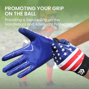 Guantes de Receptor de Fútbol Americano para Hombre, Adulto, de Alta Adherencia, Cuero Genuino, Compatibles con Pantalla Táctil, Transpirables, Diseño de Bandera de EE. UU., con Hebilla - Product Image 4