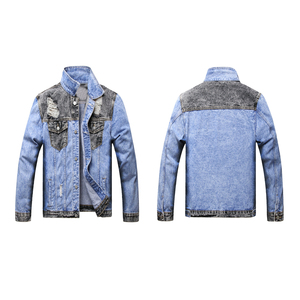 Men's Distressed <b>Denim</b> <b>Jacket</b> Ripped Patchwork Design Classic Fit Casual Wear Men <b>Denim</b> <b>Jackets</b> For Adults - Product Image 3
