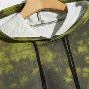 <b>Mens</b> Tie-Dye Olive Green Custom Logo <b>Pullover</b> Hoodie and Matching Jogger Sweatpants Tracksuit OEM ODM Wholesale Apparel - Product Image 4